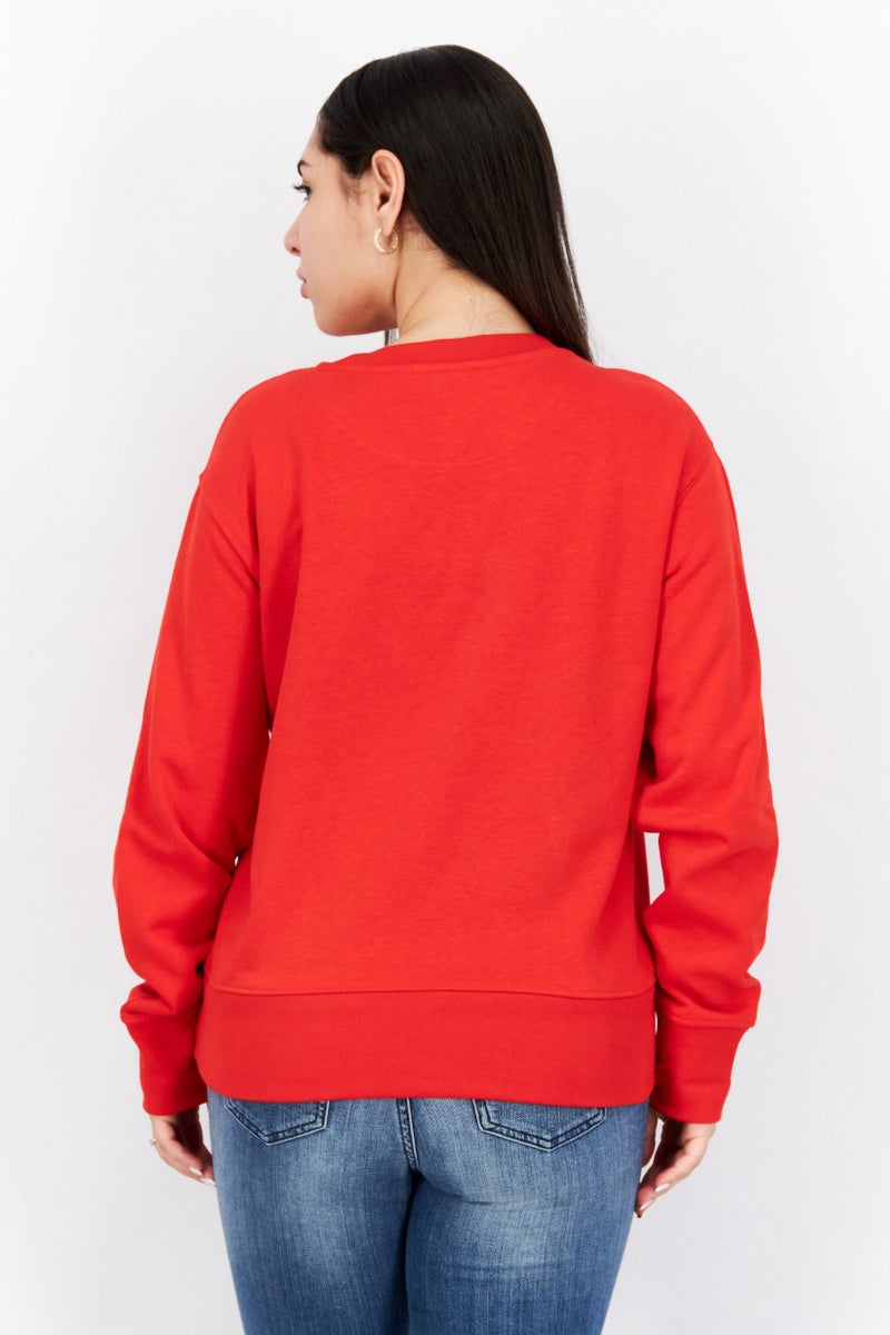ESPRIT Women Crew Neck Long Sleeve Plain Sweatshirt, Red - Image 4